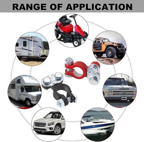Universal Negative (-) & Positive (+) Battery Cable Terminal Top Post Connectors Clamps (Durable&Adjustable Quick Release Assortment Set Kit) for Car Truck Van Boat Yacht RV Automotive in Saudi Arabia