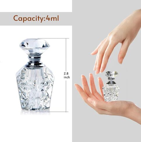 H&D HYALINE & DORA Clear Art Carved Crystal Empty Mini Refillable Perfume Bottle in Kuwait
