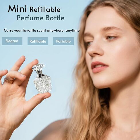 H&D HYALINE & DORA Clear Art Carved Crystal Empty Mini Refillable Perfume Bottle in Kuwait