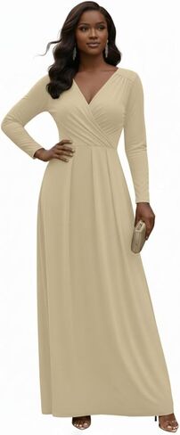 KOH KOH Womens Long Sleeve Empire Cocktail Elegant Evening Versatile Maxi Dress in Saudi Arabia
