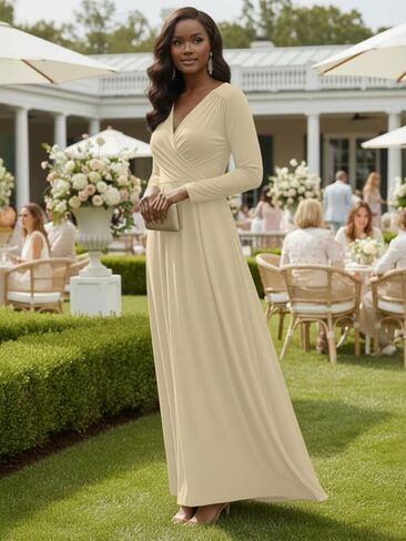 KOH KOH Womens Long Sleeve Empire Cocktail Elegant Evening Versatile Maxi Dress in Saudi Arabia