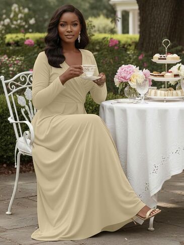 KOH KOH Womens Long Sleeve Empire Cocktail Elegant Evening Versatile Maxi Dress in Saudi Arabia