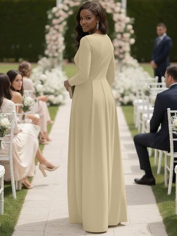 KOH KOH Womens Long Sleeve Empire Cocktail Elegant Evening Versatile Maxi Dress in Saudi Arabia