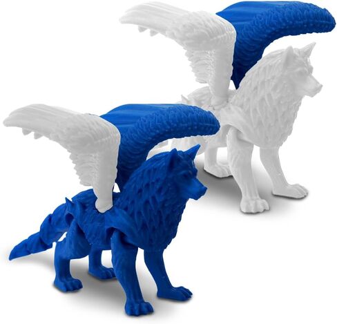 TwistedForge 2-Pack Poseable Wolf Dragon Figurines – Articulated Fantasy Creatures | Collector Display Figures | USA Made in Saudi Arabia