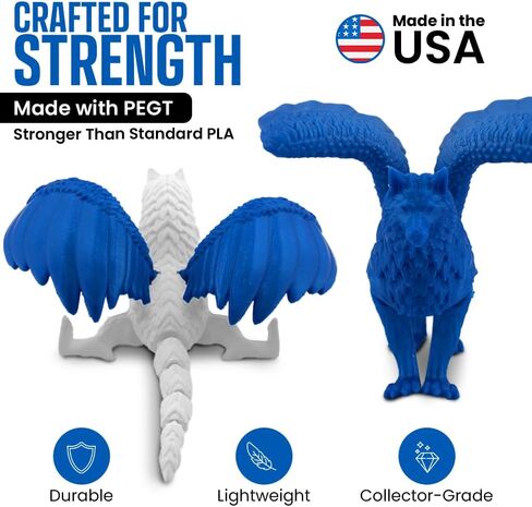 TwistedForge 2-Pack Poseable Wolf Dragon Figurines – Articulated Fantasy Creatures | Collector Display Figures | USA Made in Saudi Arabia