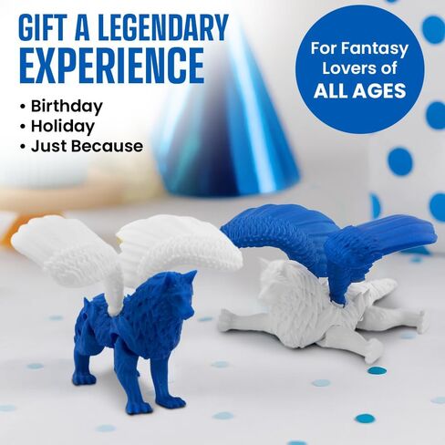 TwistedForge 2-Pack Poseable Wolf Dragon Figurines – Articulated Fantasy Creatures | Collector Display Figures | USA Made in Saudi Arabia