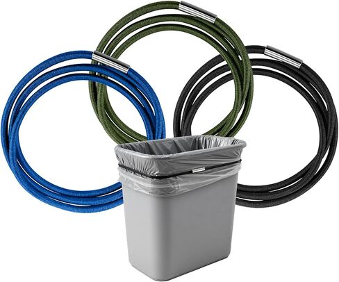 3 Pack Trash Can Rubber Bands, Large Rubber Bands Fits most 7-30 Gallon Trash Cans, kloumify Elastic Garbage Can Band for Secure Bag Hold (Black, Blue, Green) in Saudi Arabia