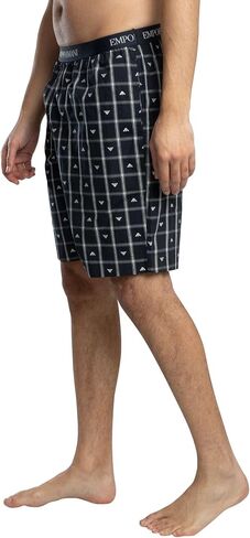 Emporio Armani Men's Yard Dyed Woven Cotton Pajama Short and Tee Set in Saudi Arabia