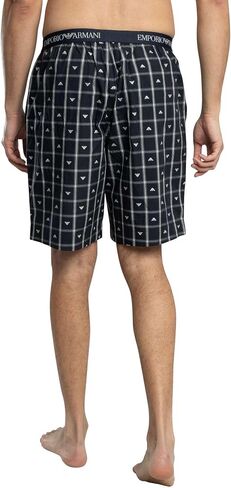 Emporio Armani Men's Yard Dyed Woven Cotton Pajama Short and Tee Set in Saudi Arabia