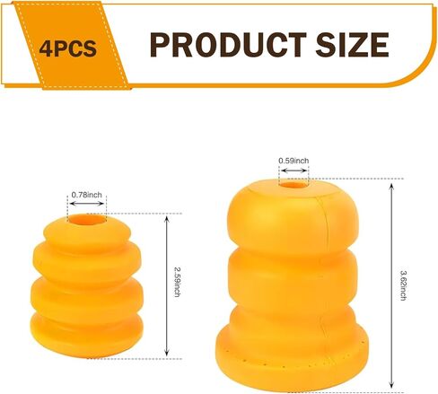 4 قطع مصدات ذراع التحكم والمحور الخلفي، ممتص للصدمات وواقي مطاطي عالي المرونة، استبدل OEM #15153958 15039397، متوافق مع شاحنة شيفروليه سافانا 1500 (أصفر) in Kuwait