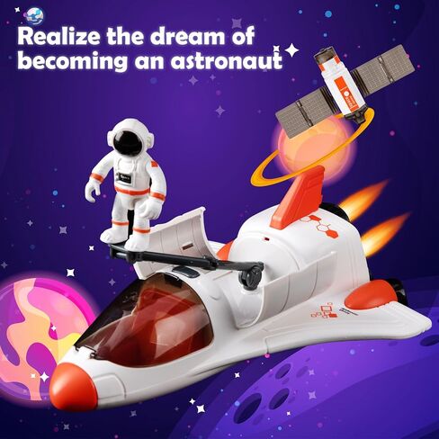 Spaceship Shuttle Toy for Kids, Space Rocket with Astronaut , Spacecraft Playset with Light and Sound, Real Steam/Vapour Function, Role Play Astronauts Toy in Saudi Arabia
