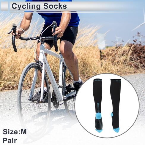 Cycling Socks Sweat-Absorbent Anti-Odor Anti-Friction Outdoor Bike Socks Black Blue Size m Neutral and Universal 1 Pair Colorblock Stripes in Saudi Arabia
