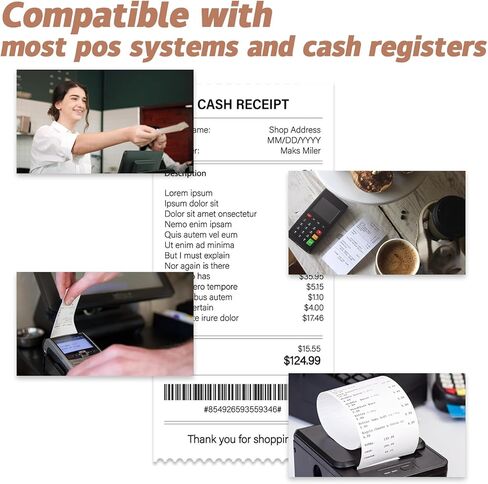 (5 لفات) 2 1/4 × 50 لفات ورق إيصالات حرارية، لفات ورق تسجيل النقدية لنقاط البيع، خالية من مادة BPA بطول 2.25 × 50 قدم لكل إيصال ورق حراري in Kuwait