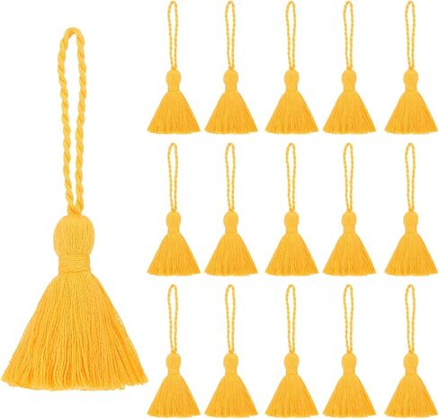 PATIKIL 4.33" Mini Tassels, 16 Pcs Cotton Tiny Craft Tassels for Earring Jewelry Making Keychain Bookmarks Pendant Home Decor DIY Crafts, Orange in Saudi Arabia