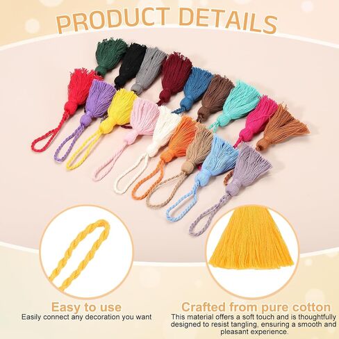 PATIKIL 4.33" Mini Tassels, 16 Pcs Cotton Tiny Craft Tassels for Earring Jewelry Making Keychain Bookmarks Pendant Home Decor DIY Crafts, Orange in Saudi Arabia