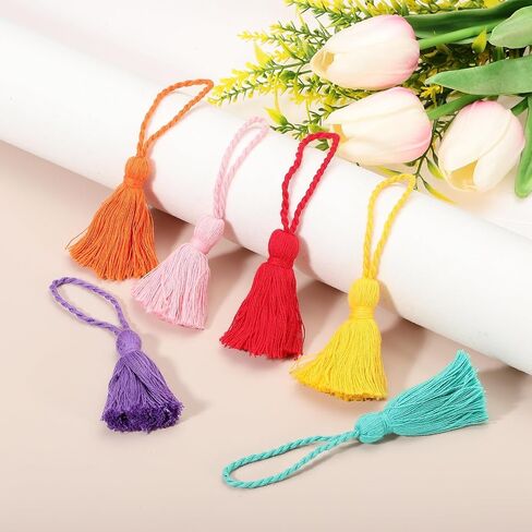 PATIKIL 4.33" Mini Tassels, 16 Pcs Cotton Tiny Craft Tassels for Earring Jewelry Making Keychain Bookmarks Pendant Home Decor DIY Crafts, Orange in Saudi Arabia