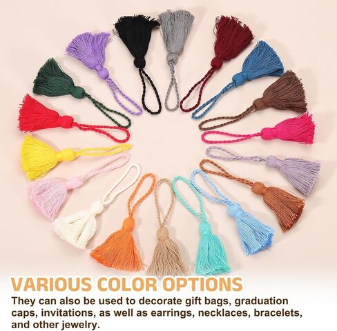 PATIKIL 4.33" Mini Tassels, 16 Pcs Cotton Tiny Craft Tassels for Earring Jewelry Making Keychain Bookmarks Pendant Home Decor DIY Crafts, Orange in Saudi Arabia