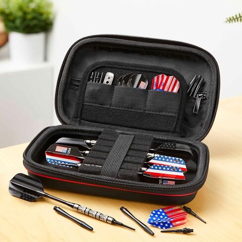 حافظة سهام سينتينيل مصنوعة من فوم ايفا بسحاب ازرق من كيسماستر، تحمل 6 اسهم واكسسوارات اضافية، اطراف واعمدة وطيران، متوافقة مع طرف ستيل وسهام ذات طرف ناعم، متاهة ذهبية in Kuwait