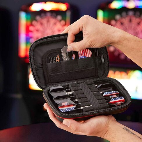 حافظة سهام سينتينيل مصنوعة من فوم ايفا بسحاب ازرق من كيسماستر، تحمل 6 اسهم واكسسوارات اضافية، اطراف واعمدة وطيران، متوافقة مع طرف ستيل وسهام ذات طرف ناعم، متاهة ذهبية in Kuwait