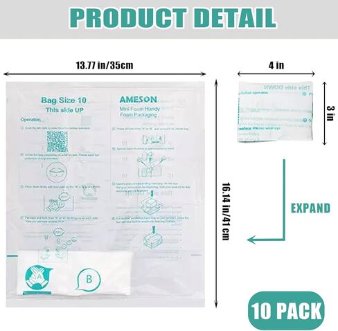 10 قطع من رغوة التعبئة المتوسعة مقاس 35.56 سم × 40.64 سم لشحن أجهزة الكمبيوتر/المكونات الإلكترونية/المعدات/العناصر الهشة، التوسع السريع، ثابت وآمن، سهل الاستخدام - ضروري للتحرك in Kuwait