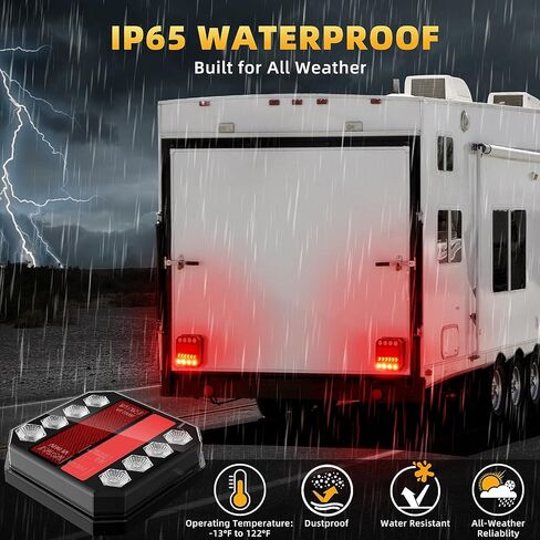 أضواء المقطورة اللاسلكية المغناطيسية، مجموعة مصابيح LED قابلة لإعادة الشحن مع عاكسات قديمة، مصابيح خلفية لاسلكية للمقطورة والشاحنات والقوارب والمركبات الترفيهية والمركبات والقافلة ومقاومة للماء IP65 in Kuwait