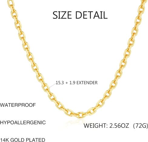 Chunky Gold/silver plated Paperclip Dainty Necklace for Women Statement Trendy Thick 14K Chain Link Necklace Waterproof Simple Jewelry Gifts in Saudi Arabia