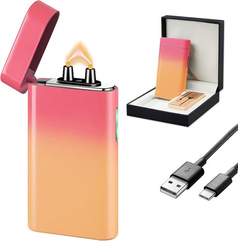 SKRFIRE Electric Lighter USB Type-C Rechargeable Plasma Arc Lighter, Windproof Torch Lighter High Power Flame Candle Lighter with LED Battery Indication for Camping, Hiking, Traveling (Blue) in Saudi Arabia