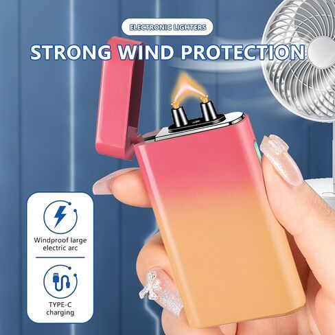 SKRFIRE Electric Lighter USB Type-C Rechargeable Plasma Arc Lighter, Windproof Torch Lighter High Power Flame Candle Lighter with LED Battery Indication for Camping, Hiking, Traveling (Blue) in Saudi Arabia