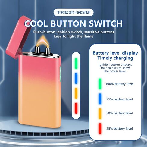 SKRFIRE Electric Lighter USB Type-C Rechargeable Plasma Arc Lighter, Windproof Torch Lighter High Power Flame Candle Lighter with LED Battery Indication for Camping, Hiking, Traveling (Blue) in Saudi Arabia