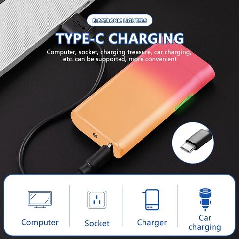 SKRFIRE Electric Lighter USB Type-C Rechargeable Plasma Arc Lighter, Windproof Torch Lighter High Power Flame Candle Lighter with LED Battery Indication for Camping, Hiking, Traveling (Blue) in Saudi Arabia