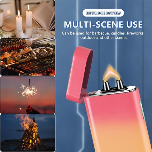 SKRFIRE Electric Lighter USB Type-C Rechargeable Plasma Arc Lighter, Windproof Torch Lighter High Power Flame Candle Lighter with LED Battery Indication for Camping, Hiking, Traveling (Blue) in Saudi Arabia