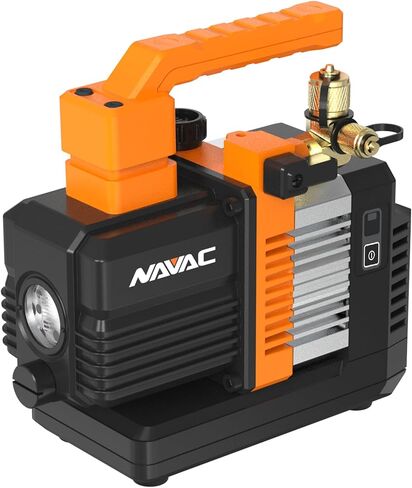 مضخة تفريغ لاسلكية NAVAC NP2D (مضخة فقط) - محرك DC مزدوج المرحلة 2 CFM، 23 ميكرون - تتضمن محول بطارية، تعمل مع بطارية 18 فولت متوافقة مع DEWALT - 7 رطل in Kuwait