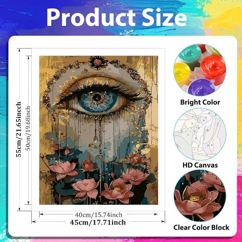 xcemhil Paint by Numbers Kit for Adults Eye, Paint by Number Eye and Lotus, Paint by Numbers Kits for Adults Beginner for Gift and Home Wall Decor 16x20 Inch in Saudi Arabia