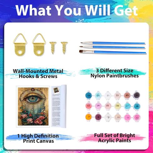 xcemhil Paint by Numbers Kit for Adults Eye, Paint by Number Eye and Lotus, Paint by Numbers Kits for Adults Beginner for Gift and Home Wall Decor 16x20 Inch in Saudi Arabia
