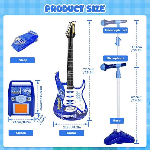 مجموعة أدوات الجيتار الكهربائية من iMeshbean للأطفال والبنات والأولاد مع ميكروفون، أمبير سلكي، AUX. (أزرق) in Kuwait