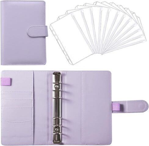 Clipboard Leather Notebook Binder Planner Budget Organizer with 12 Loose-leaf Zipper Bags for Office School Supplies Office Clipboard (Color : Purple) in Saudi Arabia