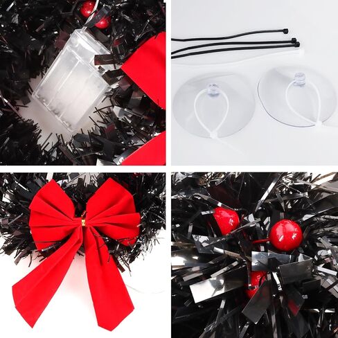 Christmas Car Decoration Wreath with Lights Christmas Car Wreath Accessories for Car, Truck, SUV or Any Car Grille, Mounting Equipment Included in Saudi Arabia