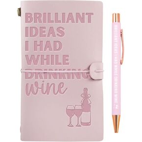 InnoBeta Wine gifts Leather Journal Notebook with Pen, for Wine Lovers, Men, Women on Birthday, Refillable Sketchbook, Travel Diary, Lined Planner, 7x5 Inches, Brown in Kuwait