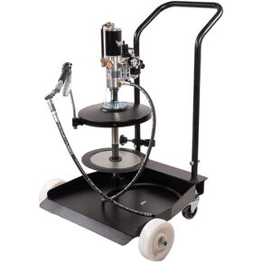 Mytee Products 50:1 Ratio Air Operated Grease Pump Kit for 5 Gallon Bucket / 35 lbs with Trolley Mounted - Grease Gun Filler with Drum Cover, Follower Plate, 7' Hose, Grease Valve & Z-Swivel in Kuwait