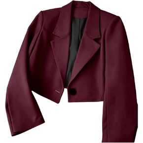 GORGLITTER Women's Cropped Blazers Business Open Front Long Sleeve Suit Jacket in Kuwait