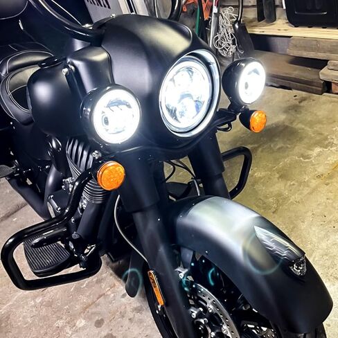 Eagle Lights 8700BG2HPKP-897 7" LED Headlight and LED Spot/Passing Light Kit with White Halo Rings for Harley Davidson Motorcycles - Generation II/Black/Add Single Bulb Adapter Harness (897) in Saudi Arabia