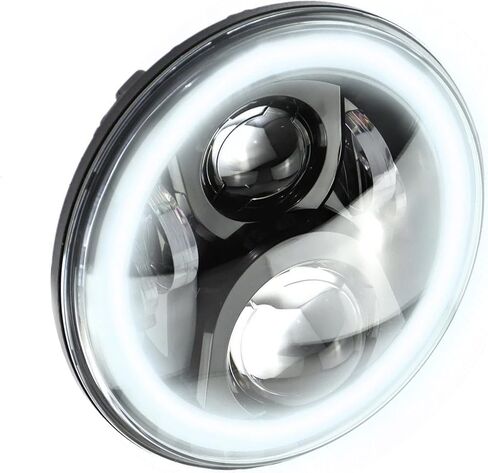 Eagle Lights 8700BG2HPKP-897 7" LED Headlight and LED Spot/Passing Light Kit with White Halo Rings for Harley Davidson Motorcycles - Generation II/Black/Add Single Bulb Adapter Harness (897) in Saudi Arabia