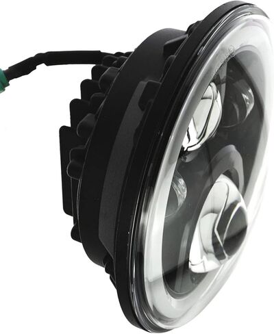 Eagle Lights 8700BG2HPKP-897 7" LED Headlight and LED Spot/Passing Light Kit with White Halo Rings for Harley Davidson Motorcycles - Generation II/Black/Add Single Bulb Adapter Harness (897) in Saudi Arabia