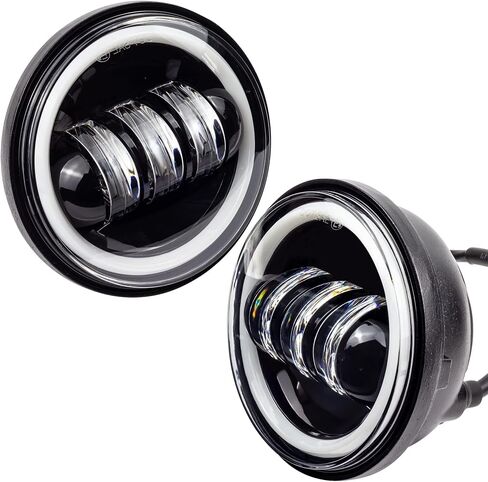 Eagle Lights 8700BG2HPKP-897 7" LED Headlight and LED Spot/Passing Light Kit with White Halo Rings for Harley Davidson Motorcycles - Generation II/Black/Add Single Bulb Adapter Harness (897) in Saudi Arabia