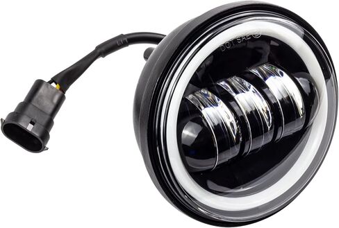 Eagle Lights 8700BG2HPKP-897 7" LED Headlight and LED Spot/Passing Light Kit with White Halo Rings for Harley Davidson Motorcycles - Generation II/Black/Add Single Bulb Adapter Harness (897) in Saudi Arabia