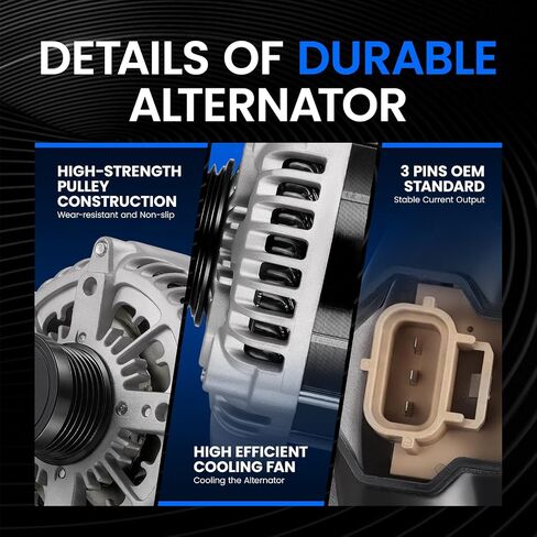 Alternator Compatible with Ford Edge Fusion Taurus, Compatible with Lincoln MKZ MKX, Sable, 3.5L V6, Fit for 11273, 7T4Z10346A, 8G1T10300AC, 8G1Z10346A, A003TJ1291, A003TJ1291ZC in Saudi Arabia