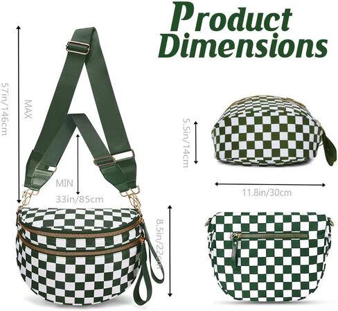Checkered Cross Body Bum Bag for Women Nylon Crossbody Bags Trendy Checkered Purse Fanny Pack for Woman (Beige and Yellow Checkered) in Saudi Arabia