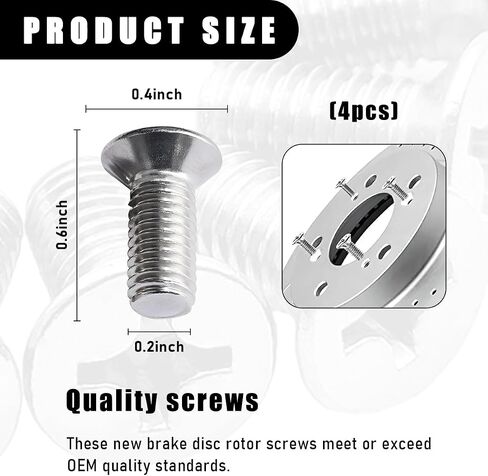 4PCS Stainless Steel Brake Disc Rotor Screws, 936000-6014-0H Brake Disc Retaining Screws for Front and Rear, Rotor Screw Replacement Fits Accord Civic Odyssey CR-Z MDX (4 PCS) in Saudi Arabia