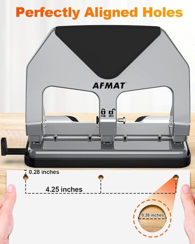AFMAT 3 فتحات للثقب شديدة التحمل، 50 ورقة بثلاثة ثقوب، جهد مخفض بنسبة 50%، أكثر من 10,000 استخدام، فتحات 9/32 بوصة، دليل ورق SS، 3 فتحات ثقب للموثق، ثقب معدني للمدرسة والمكتب المنزلي HP20 in Kuwait