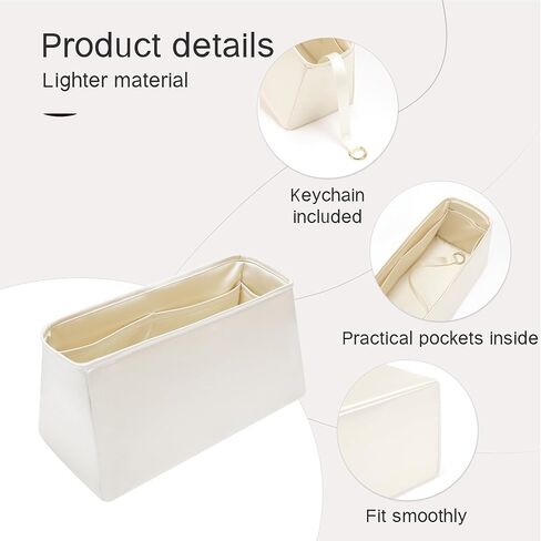 JLYZ Moon Purse Organizer Insert Silk fabric for Women Handbags&Totebag,Bag Organizer with Zipper Compatible with Kelly (Kelly25 with Zipper,Champagne) in Saudi Arabia